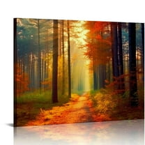 JRXY Large Fall Pictures Wall Art Living Room Bedroom Decor Autumn Forest Sunshine Scenery Canvas Prints Nature Tree Poster Orange Maple Leavers Landscape Paintings Bathroom Artwork Home 20x16in