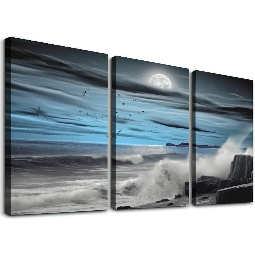 JRXY Large Framed Wall Art Canvas Ocean Decor Beach Theme Living room ...