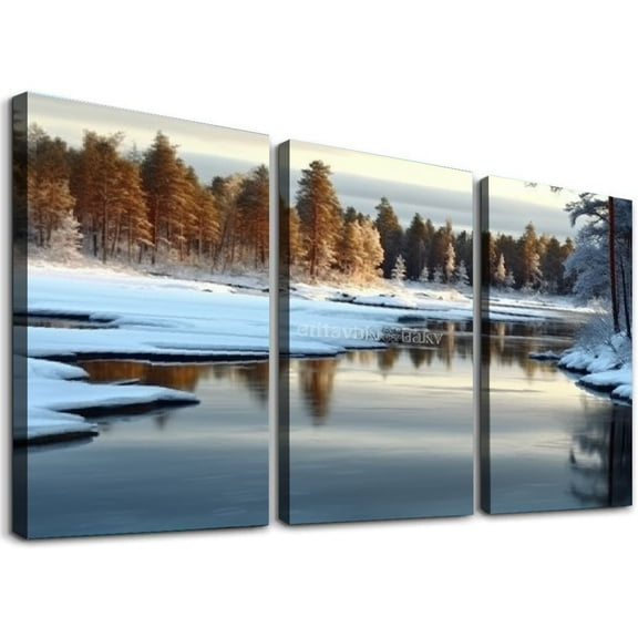 JRXY Large Framed Wall Art Ready to Hang Northern spring sunset Canvas Print Artwork Wall Art Painting Pictures Home Office Wall Décor Modern Poster 12''x16''X3 Panels 12x16x3pcs