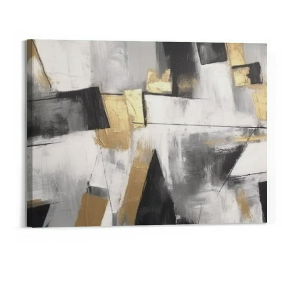 JRXY Large Wall Art Gold Wall Decor Black And White Picture Painting Artwork for Bedroom Dinning Room Framed Canvas Art Modern Home Decoration 20x16 in 20x16in