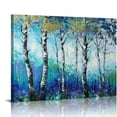 thumbnail image 1 of JRXY Large White Birch Forest Wall Art Decor Canvas Print Blue Green Tree Blue Maple Leaf Modern Home Office Decoration 20x16, 1 of 5
