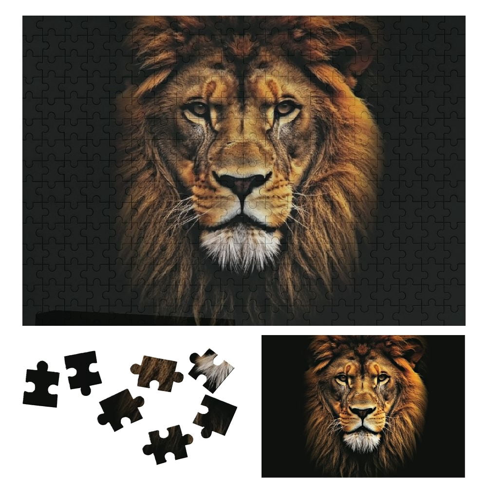 JRXY Lion Abstract Dark Wooden Puzzle for Adults and Kids 300 PCS ...