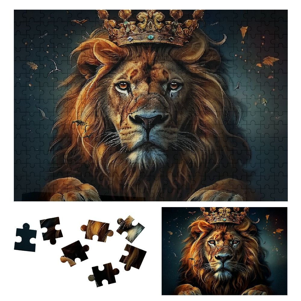 JRXY Lion Crown Fantasy Art Wooden Puzzle Challenging Difficult Wood ...