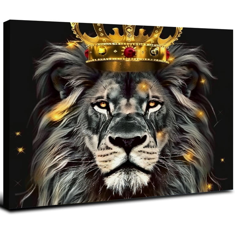 JRXY Lion and Lioness Canvas Wall Art Black and White Lion with