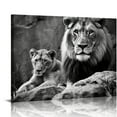 thumbnail image 1 of JRXY Lion and Lioness Canvas Wall Art Black and White Lion Poster Wild Animal Art Lion Wall Pictures African Lion Canvas Wall Art Modern Animal Pictures for Living Room Bedroom Office  20x16in, 1 of 4