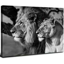 JRXY Lion and Lioness Hug Poster Black and White Animal Lion Wall Art Picture Print Canvas Painting Modern Home Living Room Decor Poster 20x16inch