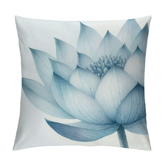 JRXY Lotus Flower Throw Pillow Covers Summer Floral Decorative Pillow Covers White Super Soft Cushions Covers Outdoor Sofa Home, Watercolor Pattern (ST 15) White
