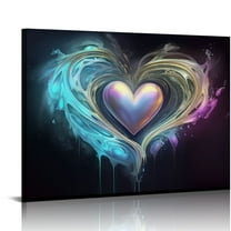 JRXY Love heart wall art canvas print colorful painting bedroom home wall décor abstract pictures farmhouse modern large artwork(C, 16x12 inches) 20x16in