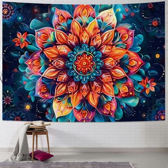 JRXY Mandala Tapestry Bohemian Hippie Mandala Tapestry Psychedelic Aesthetic Flower Wall Tapestry Galaxy Space Tapestry Wall Hanging for Home Decor Painting