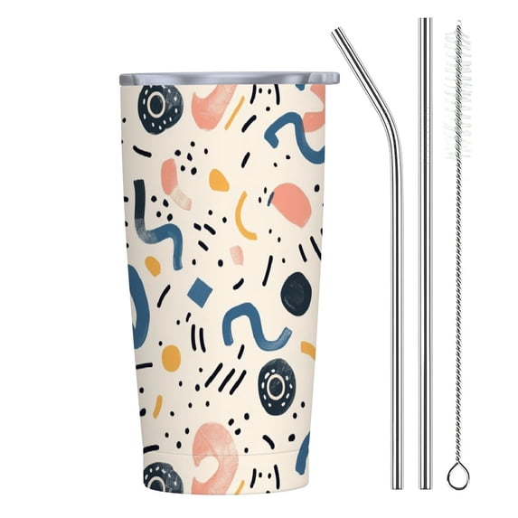 JRXY Memphis Pattern 20oz Car Tumbler with Straw 20oz