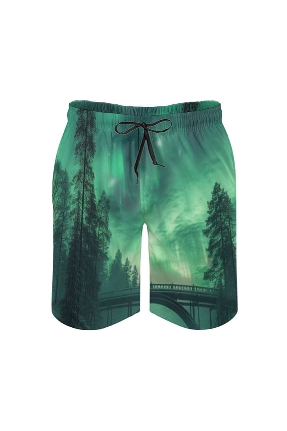 Men's Aurora Beach Board Shorts Pants with Drawstring & Pockets, Premium Lightweight Fabric, Versatile Style, Ideal for Leisure and Sports Activities m