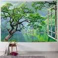thumbnail image 1 of JRXY Misty Lake Forest Tapestry Wall Hanging Nature Green Tree Landscape Window View Tapestries for Bedroom Living Room Dorm Decor Painting, 1 of 6