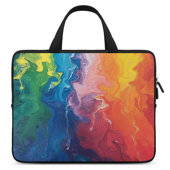 JRXY Mixed Rainbow Colors Laptop Handle Bag Diving Fabric Soft Carrying Travel Case Protect Case 10inch