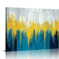 thumbnail image 1 of JRXY Modern Abstract Canvas Wall Art Gold and Blue Painting Prints with Gold Foil Accents 20x16in - Teal Blue Artwork for Living Room Bedroom Decor 16x12in, 1 of 4