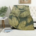 thumbnail image 1 of JRXY Modern Black Tropical Palm Jungle Floral Tree Leaves Hand Sketch Hawaii California Nature Paradise Decorative Flannel Fleece Blanket White, 1 of 6