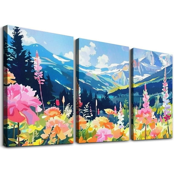 JRXY Montana Print Big Sky Country State Travel Souvenir MT Nature PInk Orange Blue Wall Art Mountains Landscape Poster,3 pcs 12x16x3pcs