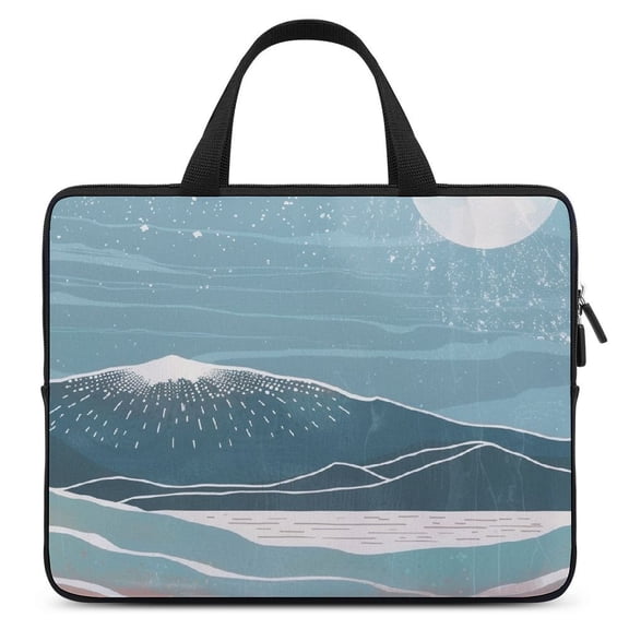 JRXY Moon Beach Ukiyo-e Laptop Bag Diving Fabric Computer Protective Handle Case Soft Carrying Travel Case 10inch