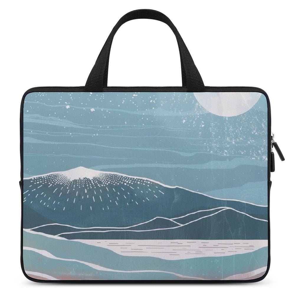 JRXY Moon Beach Ukiyo-e Laptop Bag Diving Fabric Computer Protective Handle Case Soft Carrying Travel Case 12inch
