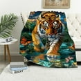 thumbnail image 1 of JRXY Moonlight Tiger Flannel Fleece Blanket for Bed - Super Soft Plush Animal Blanket - All Seasons King Size Blanket 40x50in, 1 of 6