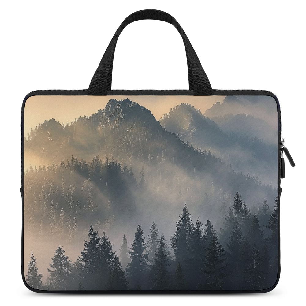 JRXY Mountain Fog Trees Laptop Bag Diving Fabric Tablet Cover Neoprene Soft Carrying Travel Case 15inch