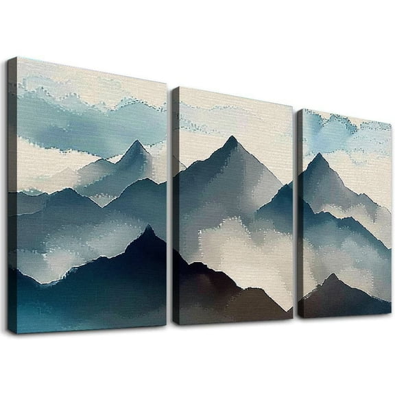 JRXY Mountain Forest Wall Art Decor Watercolor Landscape Canvas Pictures Natural Abstract Wall Art Tree Forest Poster Prints Modern Artwork for Living Room Bedroom,3 pcs 12x16x3pcs