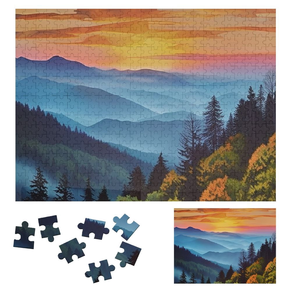 JRXY Mountains Trees Colorful Sky Wooden Jigsaw Puzzle Challenging ...