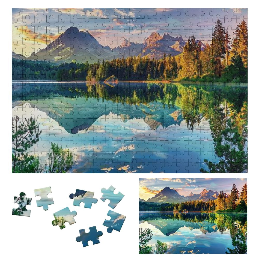 JRXY Mountains Trees Sky Wooden Jigsaw Puzzle Challenging Difficult ...