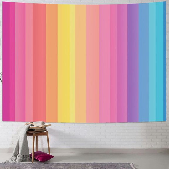 JRXY Multicolor Striped Tapestry Lightweight Soft Wall Hanging Painting