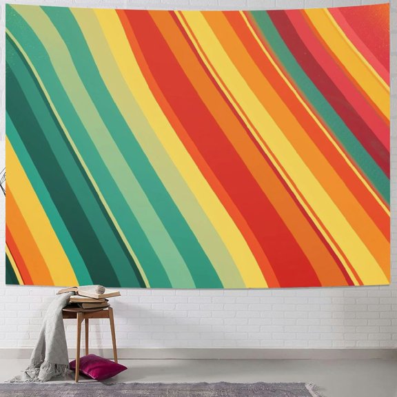 JRXY Multicolor Striped Tapestry Lightweight Soft Wall Hanging Painting