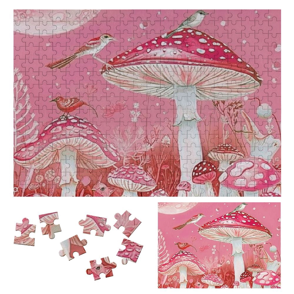 JRXY Mushroom Bird Chiho Aoshima Wood Puzzle Game Toy Gift for Family ...