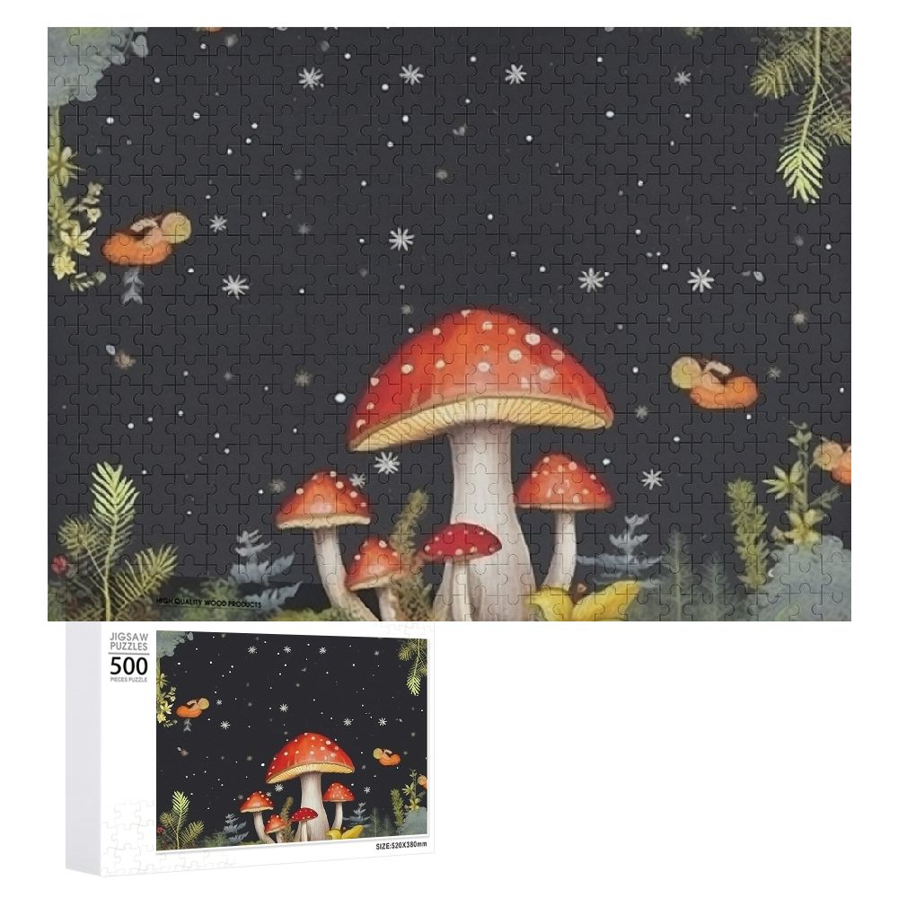 JRXY Mushroom Print Wooden Jigsaw Puzzle for Adults and Kids - Gift for ...