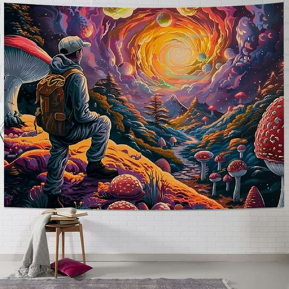 JRXY Mushroom Wall Art Space Astronaut Decor Cool Poster Space Wall Art for Canvas Prints Spaceman Siting In Mushroom Print Framed for  Room Bedroom Room Kitchen Bathroom Decorations  Painting