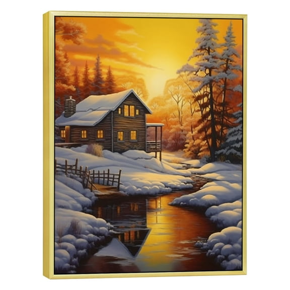 JRXY Nature Canvas Wall Art Winter Snow Scene Landscape Picture Panoramic Artwork Large for Home Office Living Room Bedroom Wall Decor 12x16inch 12x16in