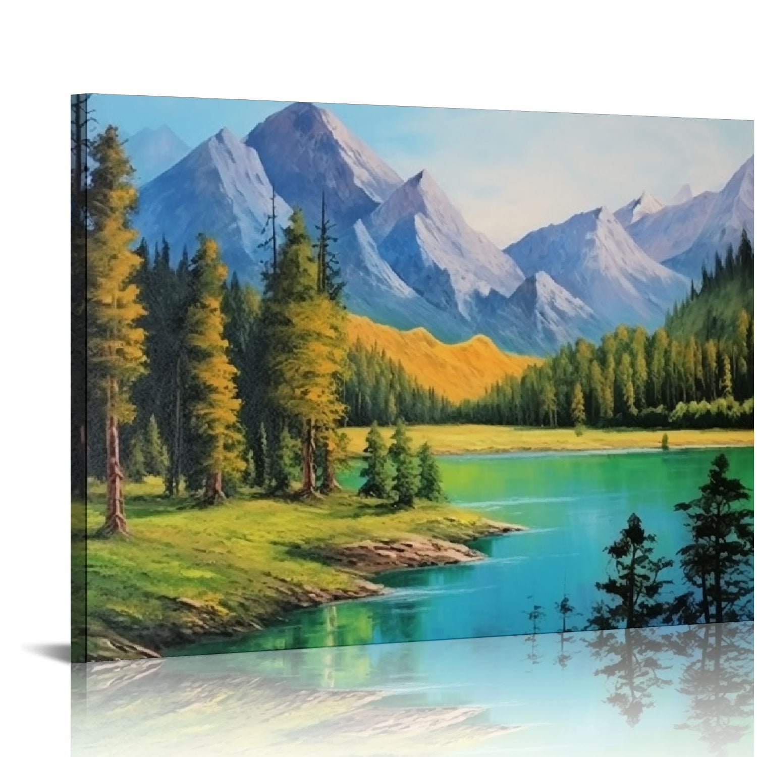 JRXY Nature Mountain Canvas Wall Art National Park Painting Lake Blue ...