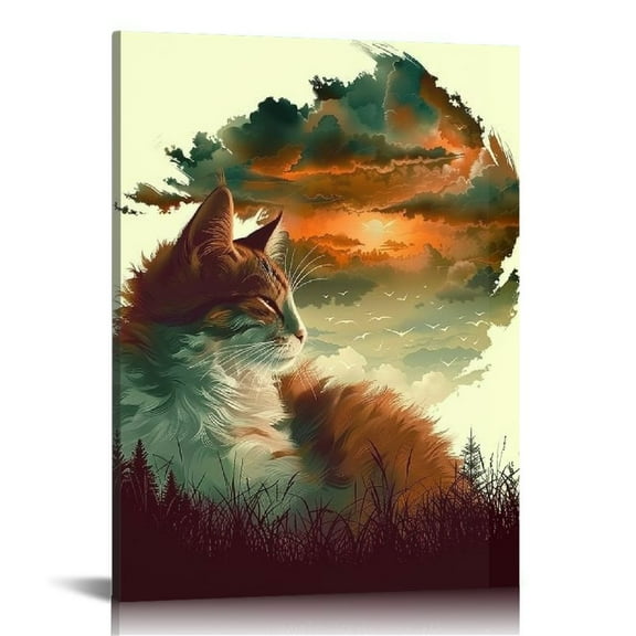 JRXY Nature Wall Art Decor Landscape Picture of a Large Fox Overlooking the Mountains and Forest Trees - Beautiful Outdoor Wilderness Inspiration Print 8 x 10 Inches 12x16 in