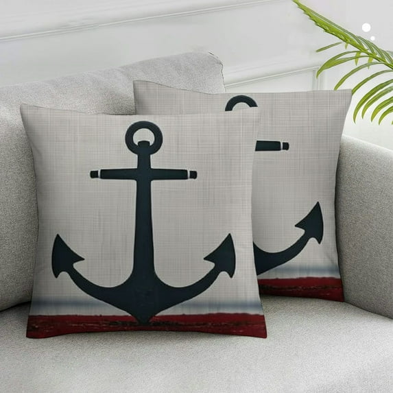 JRXY Nautical Anchors Throw Pillow Covers Sailboat Cushion Cover Square Pillowcase Outdoor for Sofa Couch Patio Home Decor,2 Pcs (Anchor Sailboat Ship Rudder) White