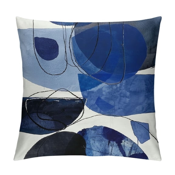 JRXY Navy Blue and Gray Pillow covers Modern Minimalist Throw Pillow Covers Royal Blue Boho Abstract Cushion Case Geometric Blue White for Sofa Home Decor Bedroom Living Room Outdoor 12x12in