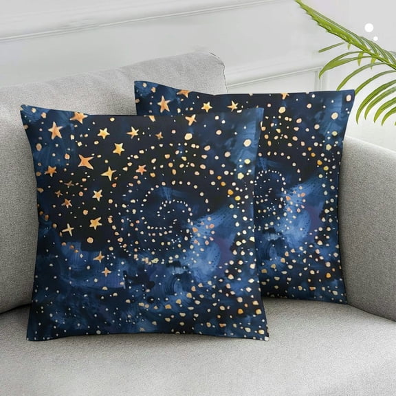JRXY Navy Blue Mulberry Pillowcase King Size, Galaxy Stars Pattern, Pillow Cases Cover Zipper Closure, Beauty Care for Hair and Skin,2pcs White