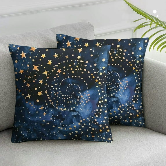 JRXY Navy Blue Mulberry Pillowcase King Size, Galaxy Stars Pattern, Pillow Cases Cover Zipper Closure, Beauty Care for Hair and Skin,2pcs White