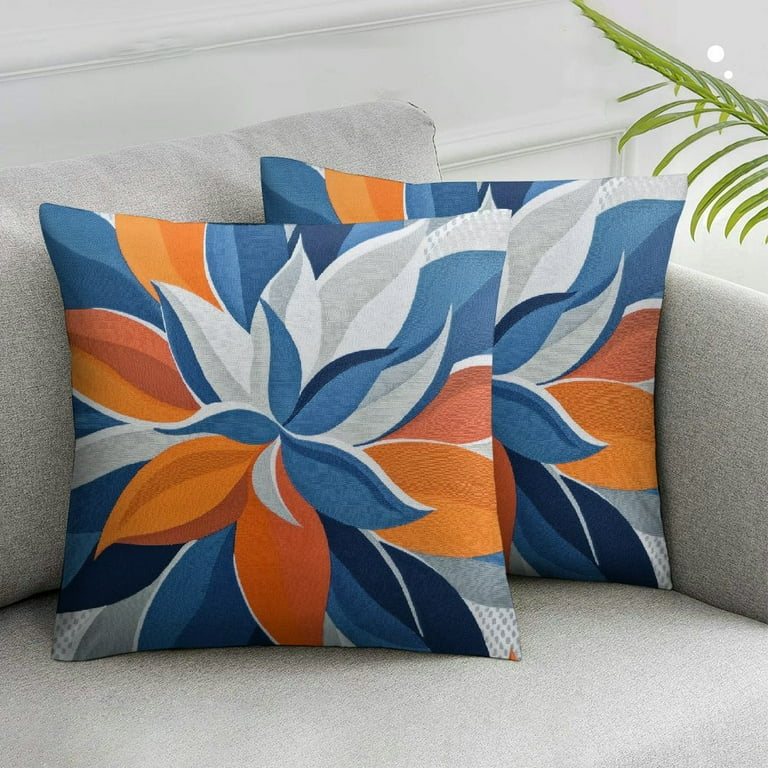 JRXY Navy Blue Orange Pillow Covers Fall Colored Grey Gray Dahlia