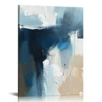 JRXY Navy Blue Pictures Wall Art Abstract Modern Canvas Brown Watercolor Wall Art Decor Abstract Blue Poster Minimalist Graffiti Prints Blue Artwork for Living Room 12x16 in
