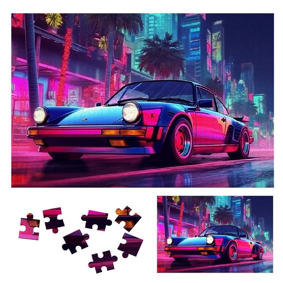 JRXY Neon Lights Wooden Jigsaw Puzzle Challenging Difficult Wood Puzzles for Adults 1000 PCS