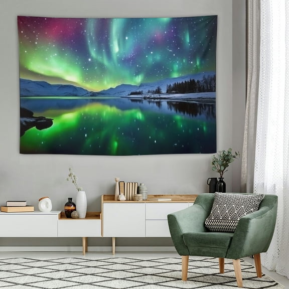 JRXY Northern Tapestry Aurora Borealis Wall Hanging Mystical Space Galaxy Night Starry Scenery Tapestry Decorative Wall Blanket Art for Home Decor 60x40in