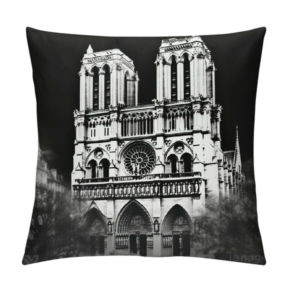 JRXY Notre-Dame de Cathedral Vintage France I Love Paris Throw Pillow, Multicolor White