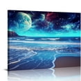 thumbnail image 1 of JRXY Ocean Wall Art Beach Bedroom Wall Decor Above Bed Moon Wall Art For Living Room Big Framed Canvas Art Size  16x12in, 1 of 4