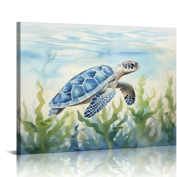 JRXY Ocean Wall Decor Blue Turtle Canvas Art Sea Pictures Coastal Print Painting Nautical Artwork For Home Office Ready to Hang pattern2