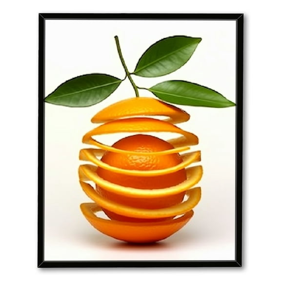 JRXY Orange Apple Sliced Fruits Dining Room Kitchen Wall Art Canvas Print Black Frame Ready to Hang 12x16 inches for Living Room Decor 16x20in