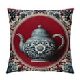 thumbnail image 1 of JRXY Orange Red Chinoiserie Floral Blue and White Porcelain Vase Cushion Cover Case Farmhouse Pillowcase Square Throw Pillow Cover with Zipper for Sofa Couch Bedroom Home Decor Birthday Gifts 22x22in, 1 of 5