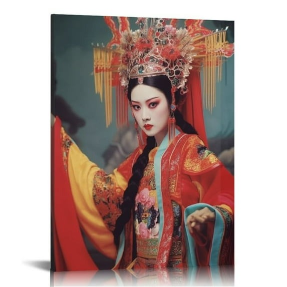 JRXY Oriental Art Asian Culture Chinese Traditional Peking Opera Poster Canvas Art Poster and Wall Art Picture Print Bedroom Decor Style 16x20 in