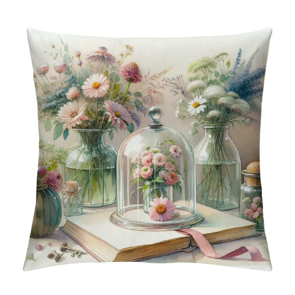 JRXY Outdoor Spring Summer Floral Throw Pillow Cover European Vintage